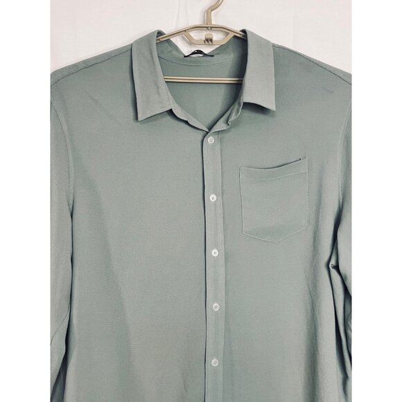 Shein Mens Light Green Button-Up Shirt 3XL Gauze Lightweight Comfy Casual Office - Picture 4 of 16